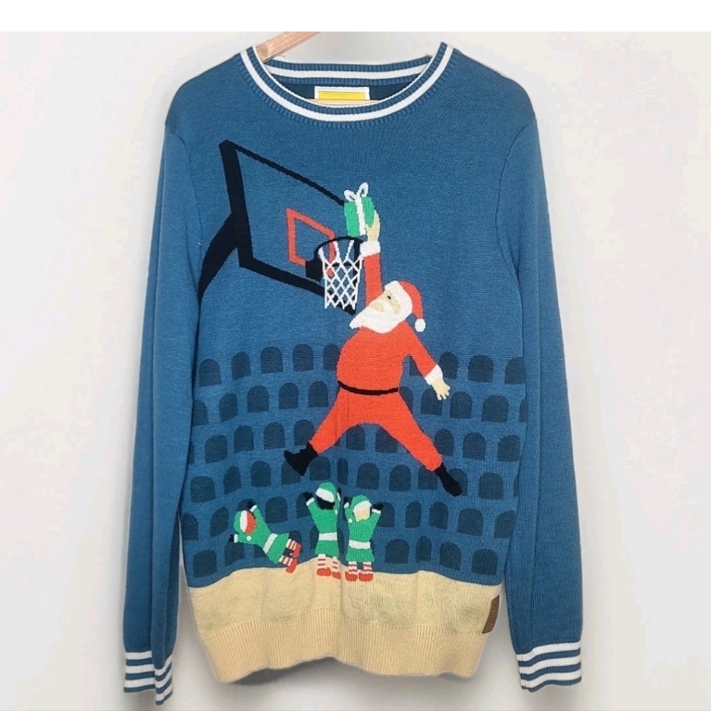 Tipsy Elves Slam Dunk Basketball Santa Jingle Baller Ugly Christmas Sweater XXL